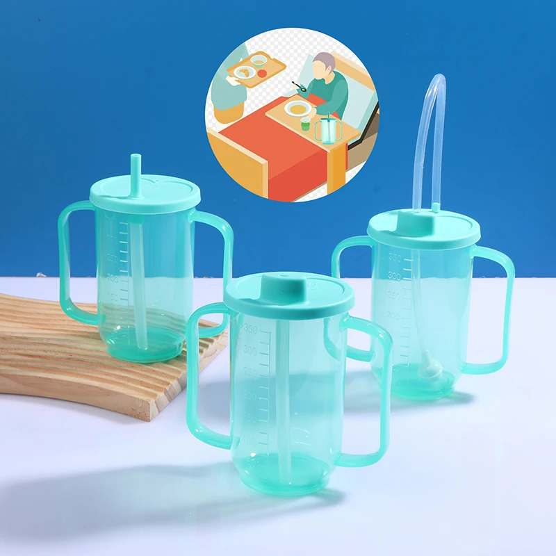 

350 мл чашка-непроливайка для взрослых, 2 ручки, пластиковая кружка, чашка для питья, чашка для питья для инвалидов, пожилых людей, защита от разливов, чашка с дисфагеей, Parkinsons, вспомогательный инструмент для жизни