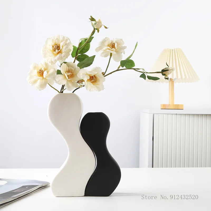 Nordic Ceramic Alien Combination Vase, Home Dining Table Living Room Tabletop TV Cabinets Decor, Simple Decorative Flower Device