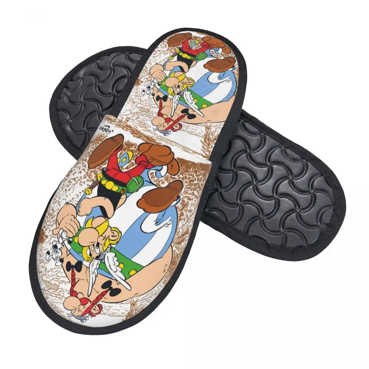 Custom Print Women Asterix And Obelix House Slippers Cozy Warm Cartoon Memory Foam Fluffy Slipper Indoor Outdoor Shoes