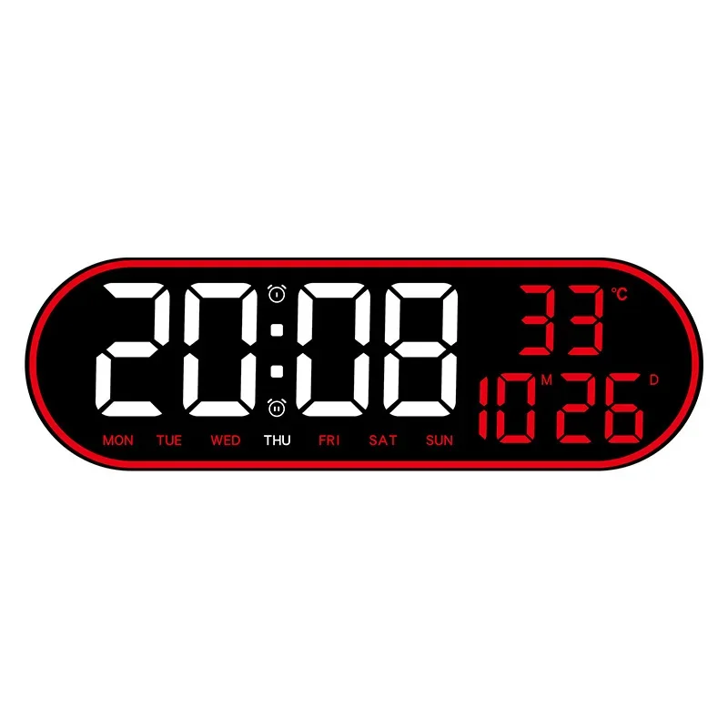 LED Digital Wall Clock Remote Control Electronic Mute Clock with Temperature Date Week Display 15-inch Timing Function Clock