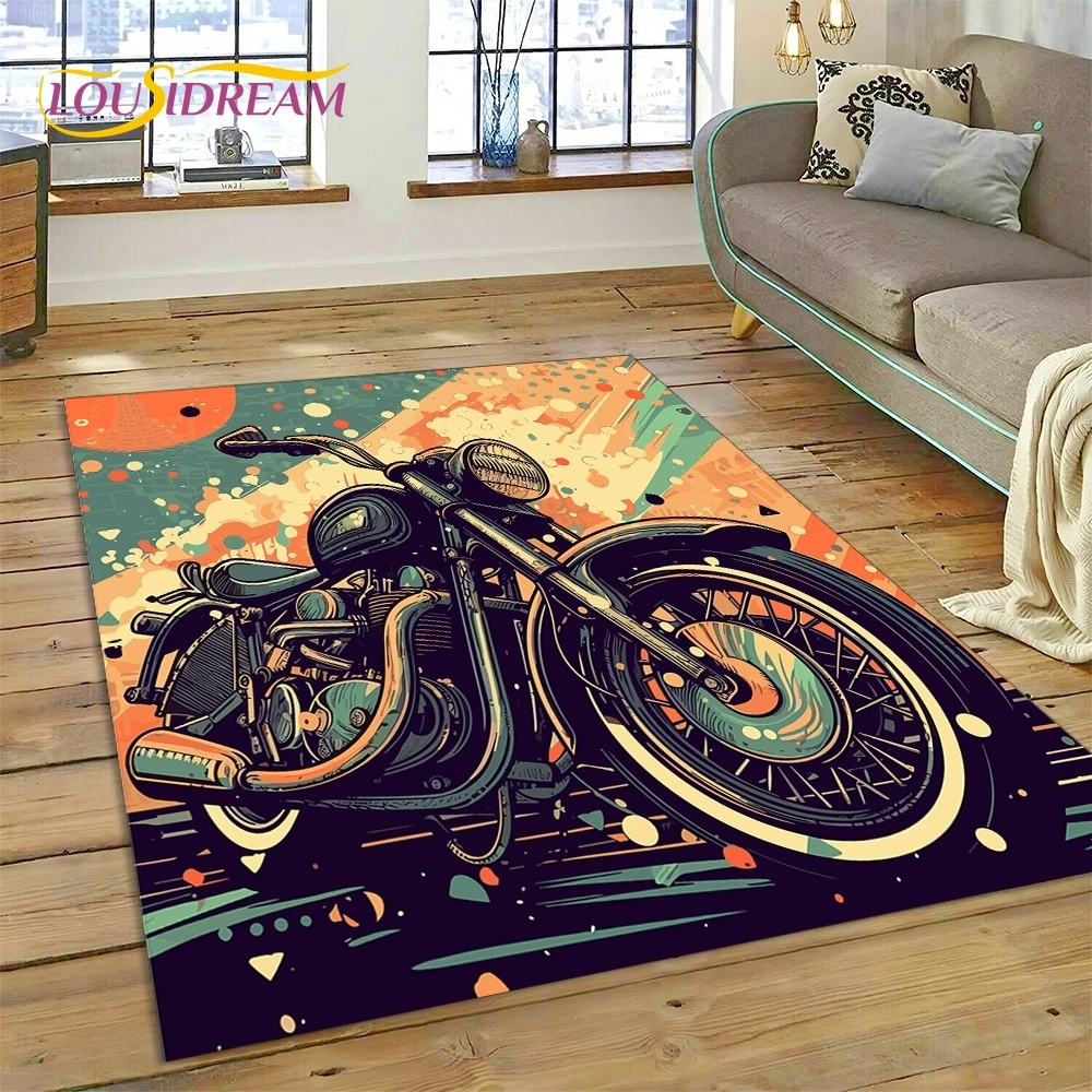 

Motocross Modern retro Motorcycle Rug Carpet for Living Room Bedroom Home Decor,Floor Mat Non-slip Decoration for Sofa Doormat