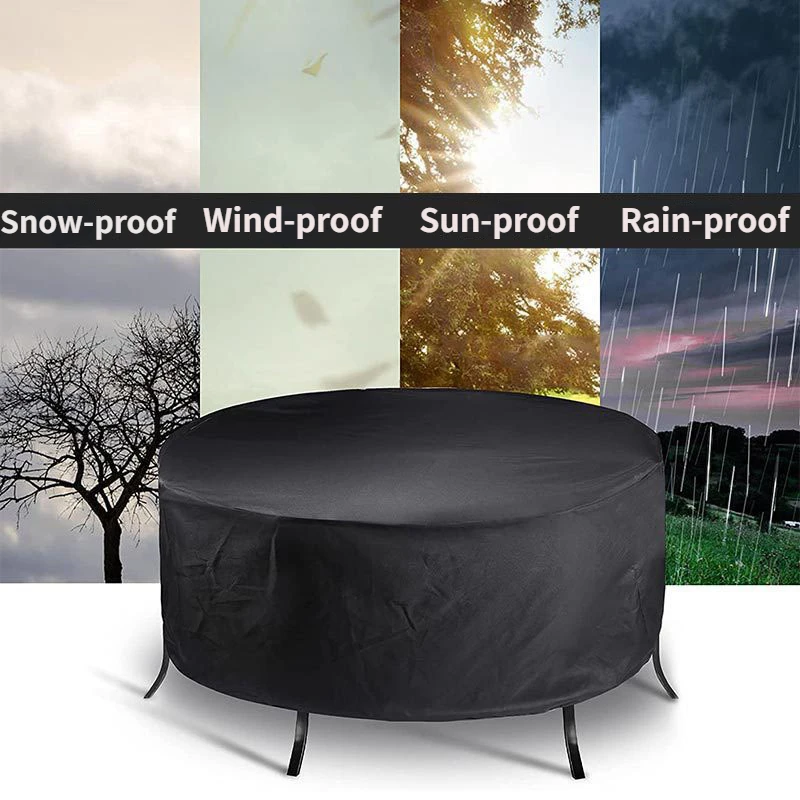 210D Heavy duty Waterproof Patio Furniture Cover Garden Rain Snow Outdoor courtyard round Cover for Sofa Table Chair Wind-Proof