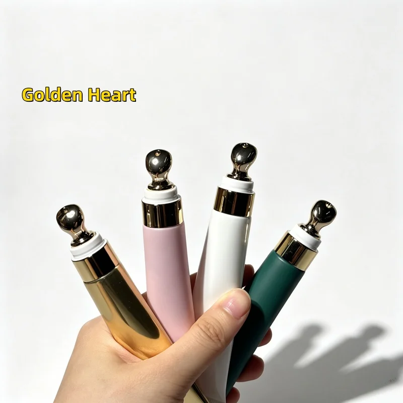 【Logo individuell gestaltbar】 50 Stück 20 ml Kosmetik-Serum-Augencreme-Tube mit einem Applikator aus Zinklegierung und einem goldfarbenen herzförmigen/pfirsichförmigen Deckel – Detail 6