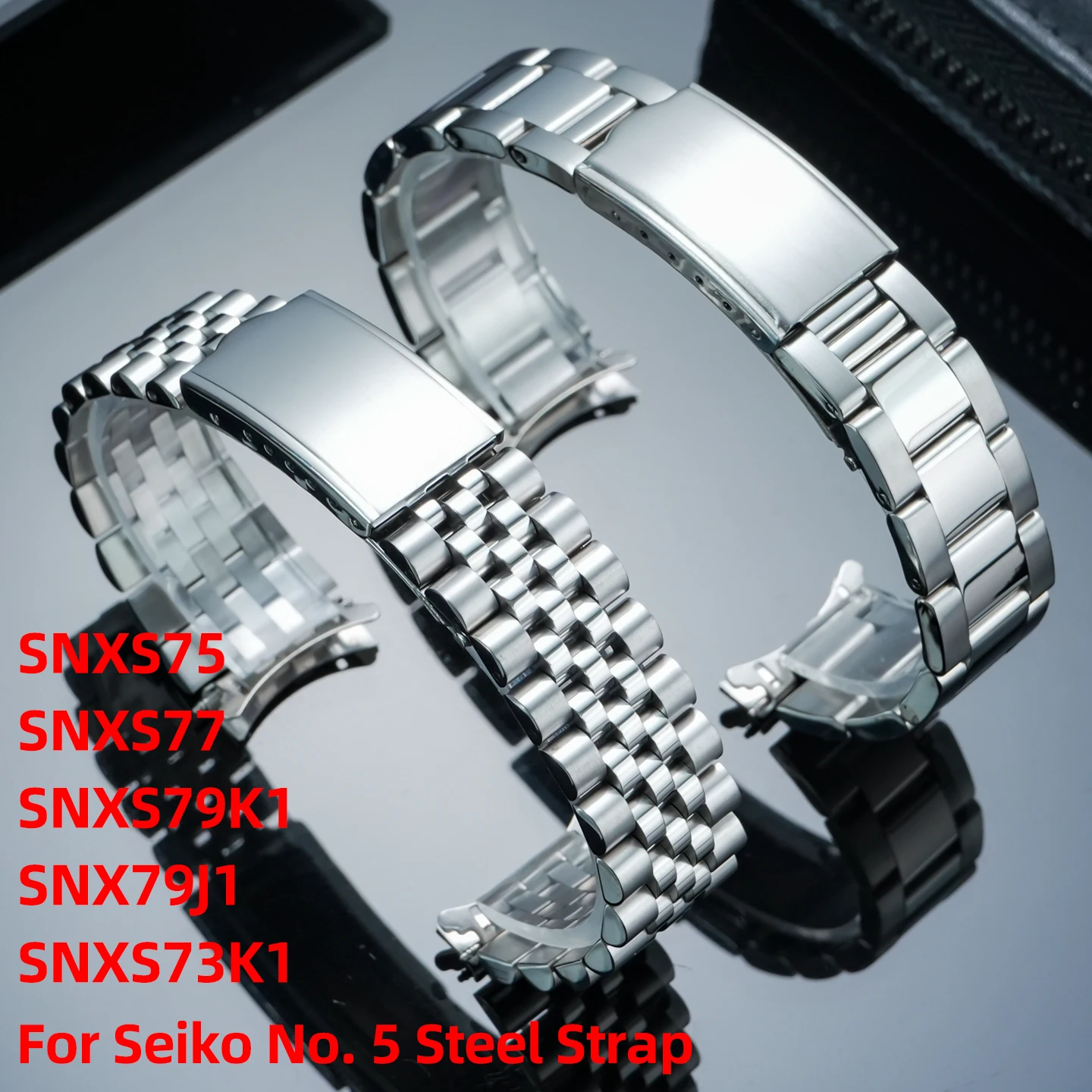 

Металлический ремешок с изогнутым концом 19 мм для Seiko No. 5 SNXS73 SNXS77 SNXS79 SNXS75 SNXS80 Jubilee Браслет для часов из нержавеющей стали, мужской