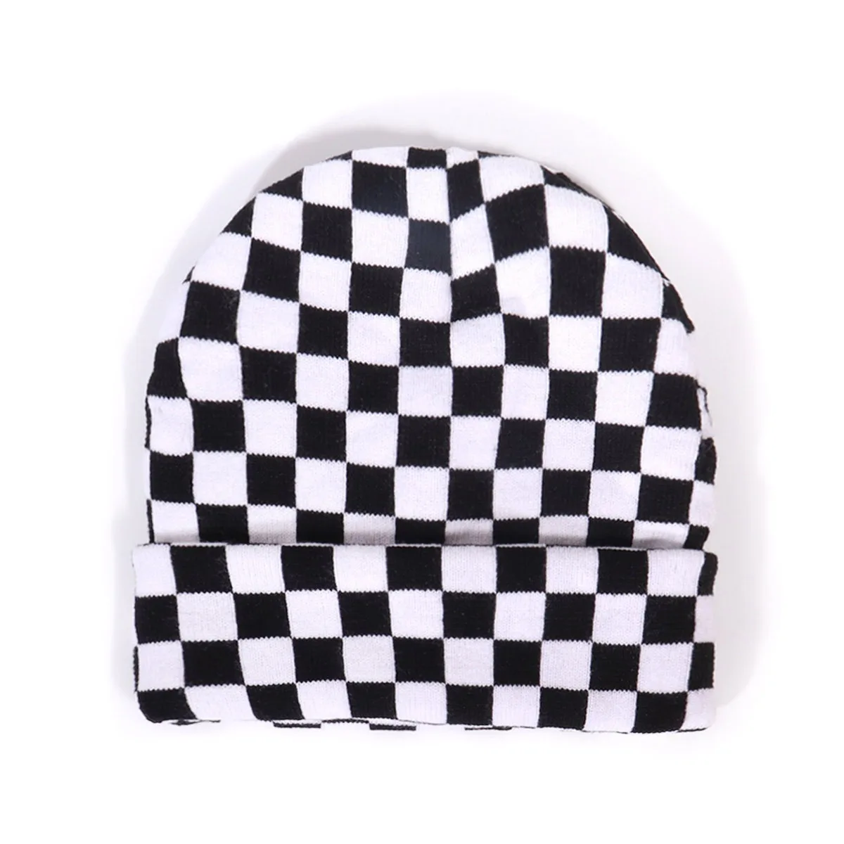 Hochwertige karierte Strick-Schädelmütze, Unisex-Wintermütze für Outdoor-Hip-Hop-Street-Fashion und Freizeitsport