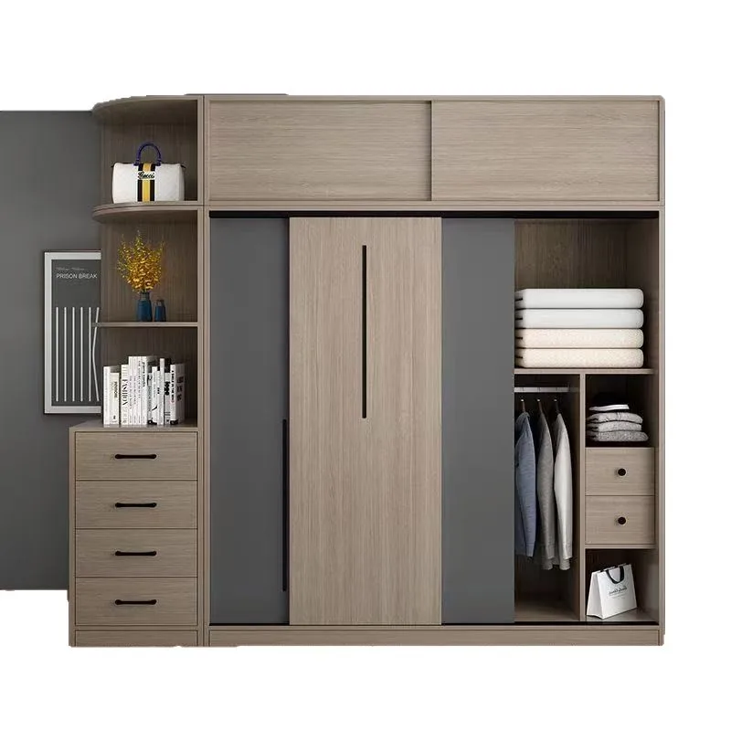Wardrobe sliding door, depth 60cm simple wardrobe, solid wood cabinet large wardrobe