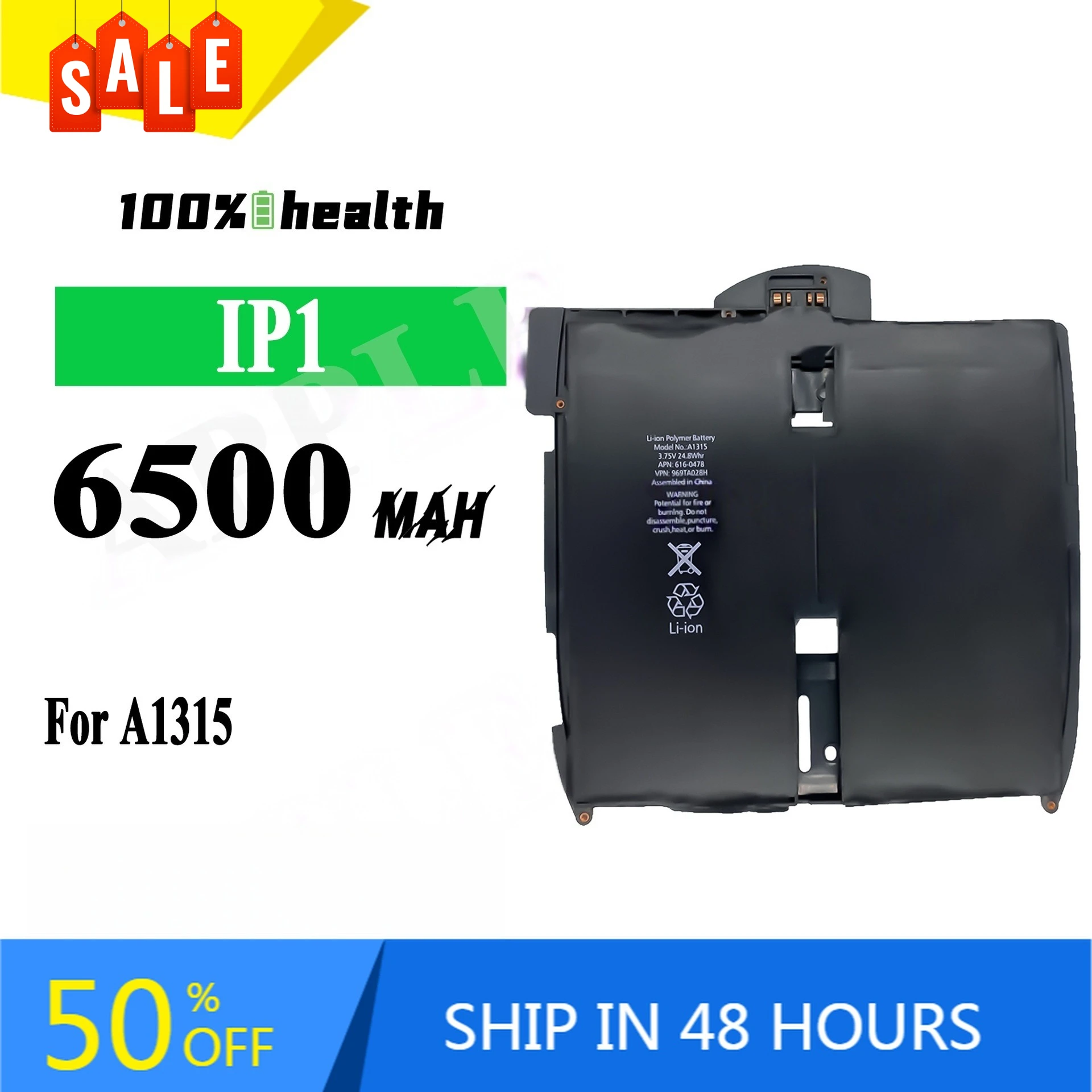 

For Apple IPhone Tablet Battery IPad1 A1315 6500mAh Large-capacity Rechargeable Battery