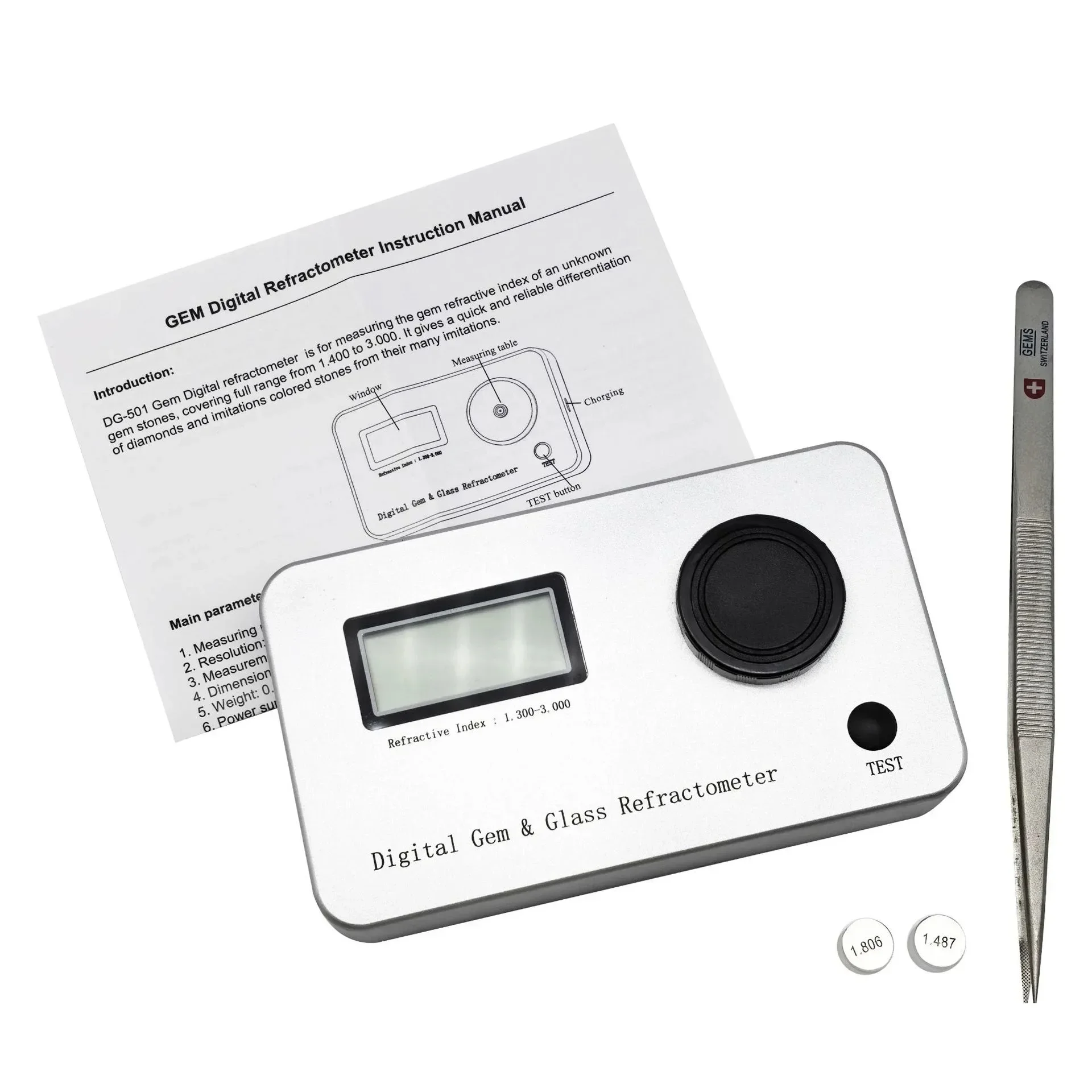 Type-C Rechargeable Digital Gem Refractometer Jewelry Gemstone RI Tester