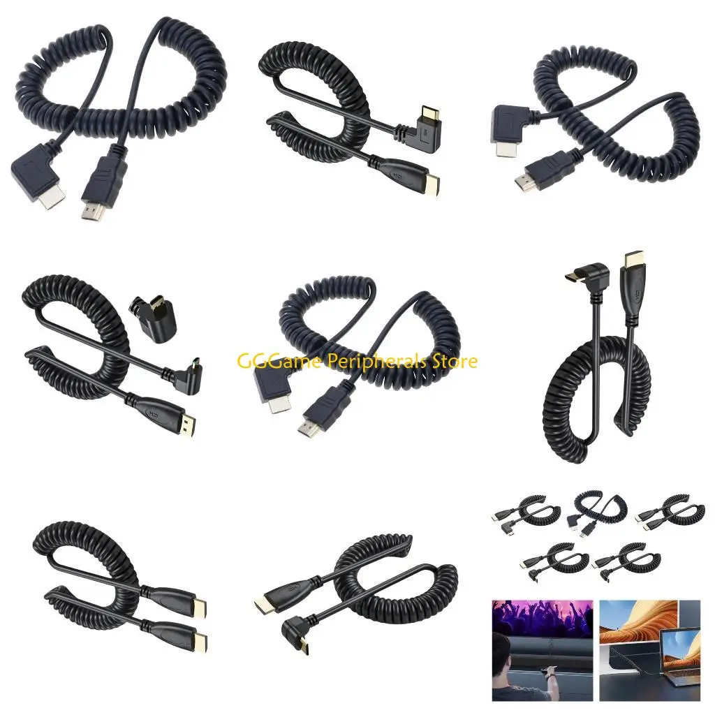 

U55B Fast Speed Mini HDMIcompatible to HDMIcompatible Coiled Cable with Gold Plated Connectors for Stable Transmission