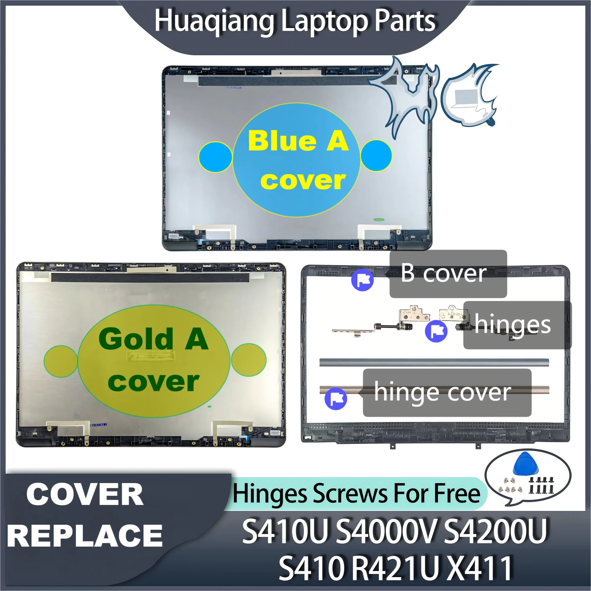 

Metal Cases For S410U X411 S4000V S4200U S410 R421U Laptop LCD Back Cover Front Bezel Hinges Hingecover Case Gold/Gray