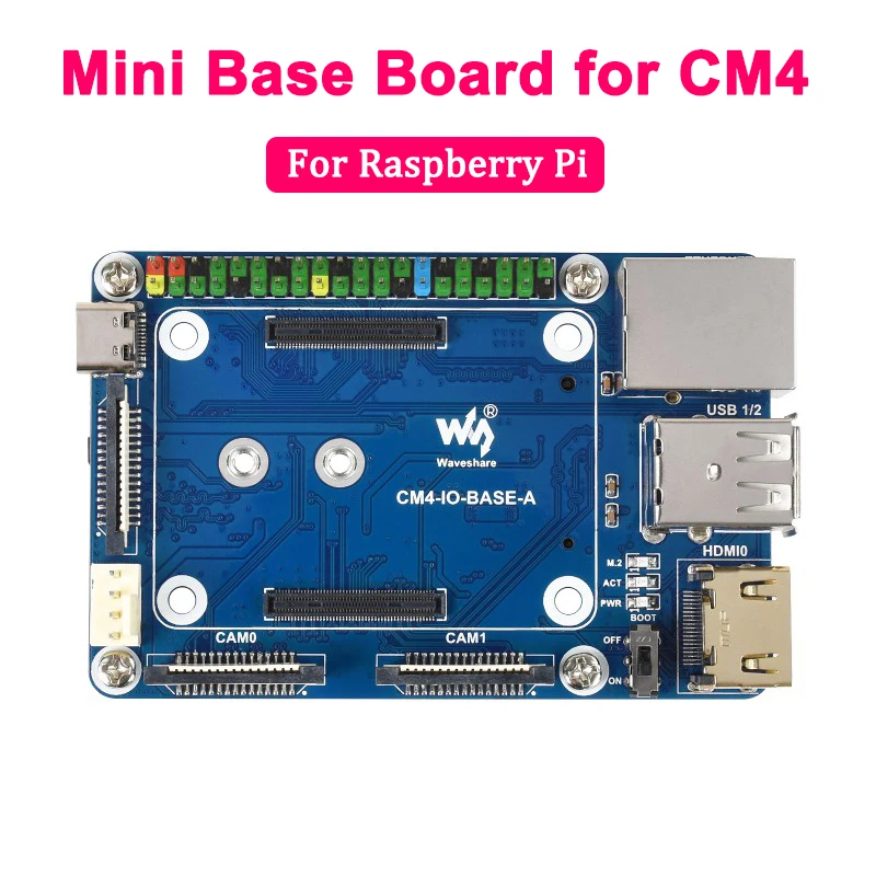 

Mini Base Board for Raspberry Pi Compute Module 4 Onboard Connector CSI/DSI/RTC/FAN/USB/RJ45 Gigabit Ethernet/M.2 Slot for CM4