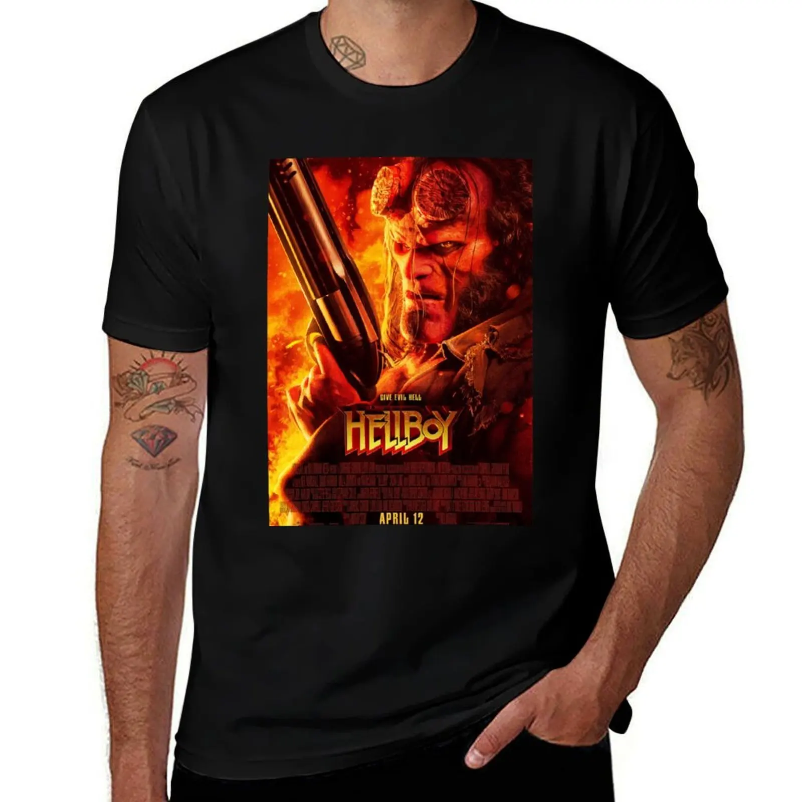Hellboy Horns T-Shirt Casual Streetwear Short Sleeve Tee T-Shirt
