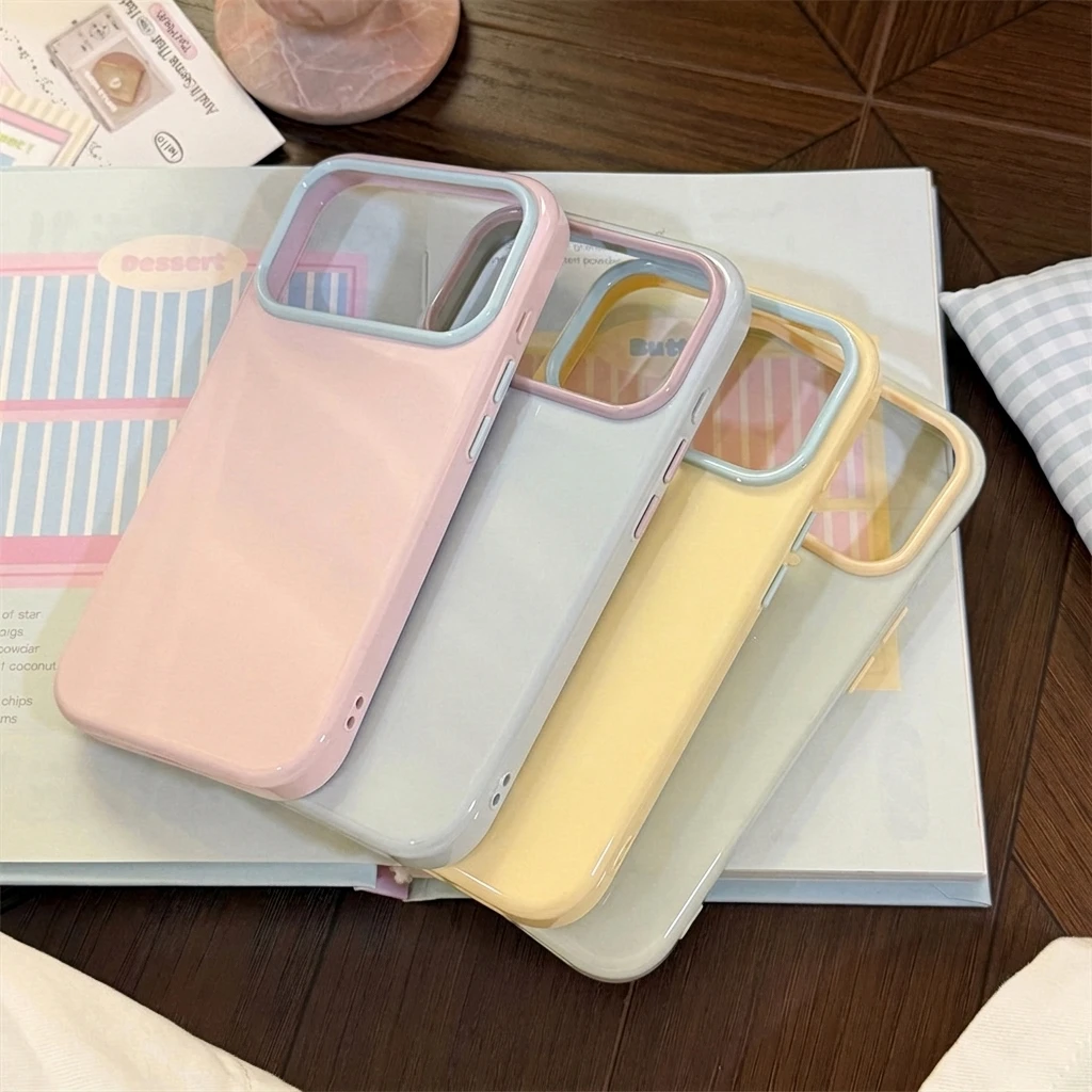 クリーミーな美的感覚のソリッドカラー、ドーパミン風パッチワー - Phone Cases Aesthetic のレビューと価格