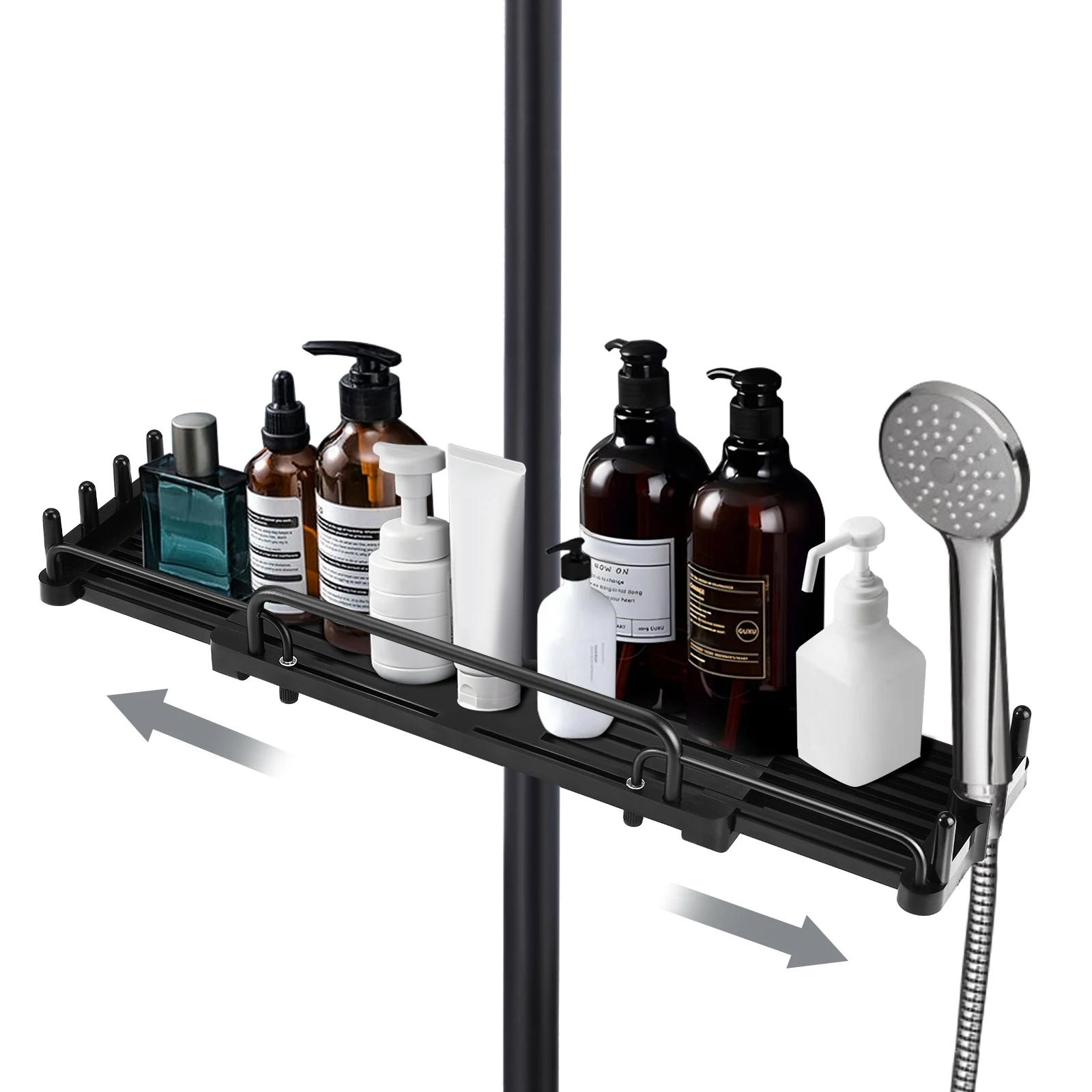 Telescopic Shower Caddy 32-48 Cm Shower Shelf Rail For Hanging Bathroom Organiser No Drilling Storage Shelf For 18 Mm-25 Mm