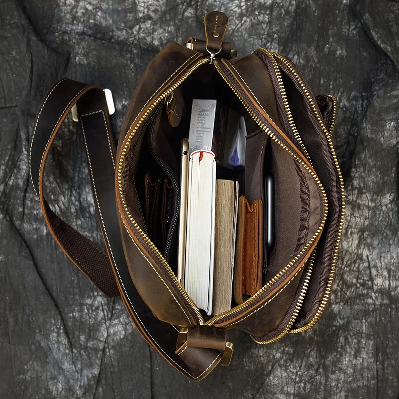 Casual Leather Shoulder Bag Of men male cowhide crossbody bags mens messenger bag daily outdoor men bag handbag 22cm