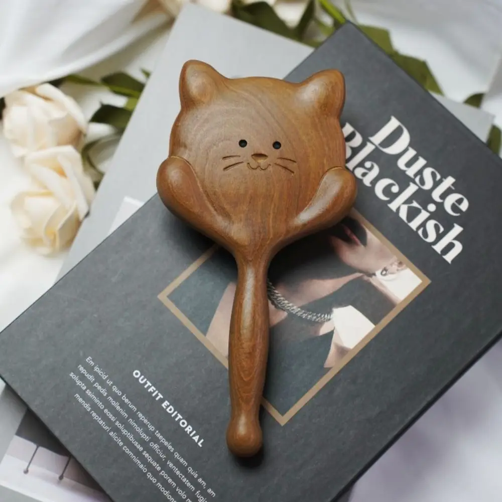 

Милая расческа для волос на воздушной подушке, антистатическая изысканная расческа с подушкой безопасности из сандалового дерева, расческа в форме кошки с длинной ручкой, массажная расческа для кожи головы для женщин и мужчин