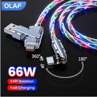 Olaf 66W 2 in1 540 Degree Rotation USB/Type C to Type C Fast Charging Cable High Speed Charge For Huawei Xiaomi Iphone 15