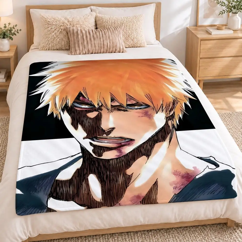 Ichigo Kurosaki Throw Pet Flannel Blanket Throw Blanket for Living Room Bedroom Bed Sofa Picnic Cover kids