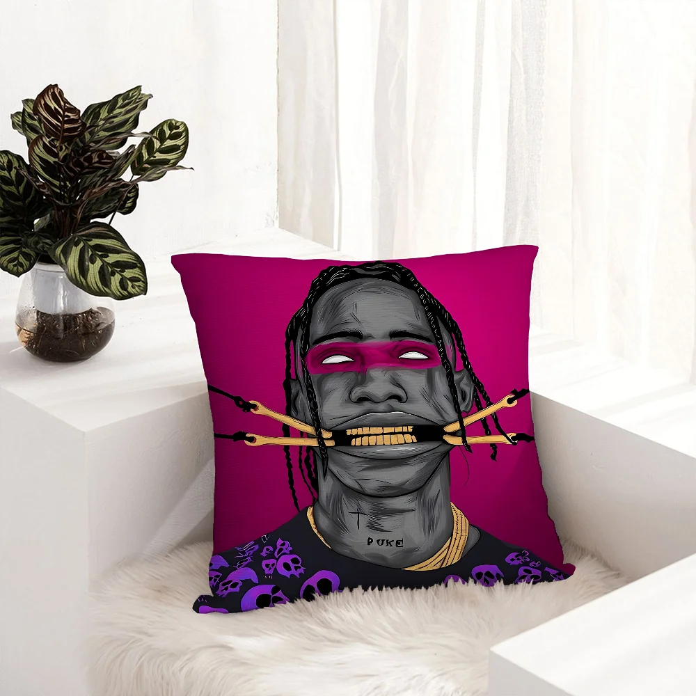 

T-Travis Scott Cactus Jack Pillow Case Plush Fabric Soft Pillowcase Double Sided Print Sofa Cushion Cover Throw Pillow Cover