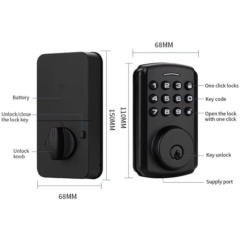 Tuya Digitale Tastatur Smart Lock Mechanische Schlüssel Automatische Riegel Passcode Keyless Gate Lock Ble Wifi Hause Tür Elektronische Schlösser