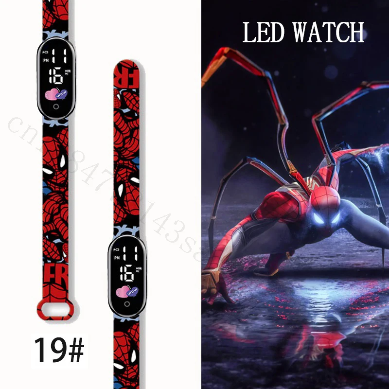 MINISO Spiderman Kid's Watches Men Sport Wristband Bracelet Waterproof Children Digital Watch Boys LED Clock Gift