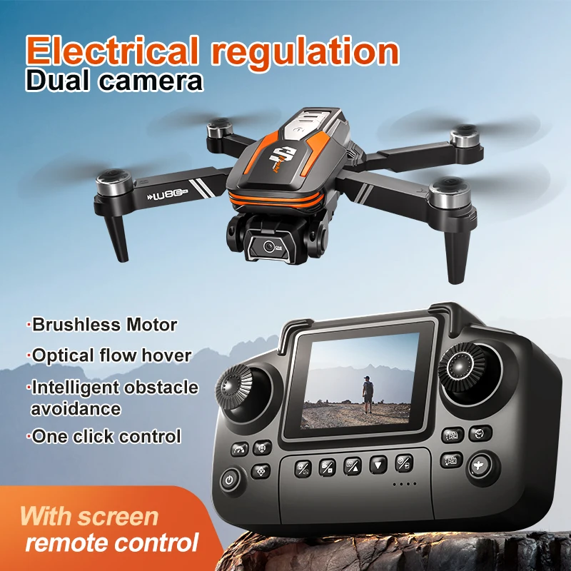 LU80 remote-controlled aircraft with screen remote control, dual electrically adjustable cameras, intelligent obstacle avoidance