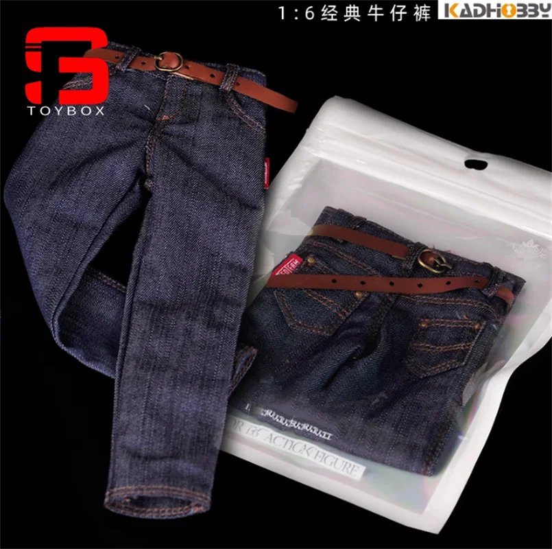 1/6 skala męskie klasyczne dżinsy spodnie dżinsowe spodnie ubrania Model fit 12 Cal żołnierz muskularna figurka lalki ciała