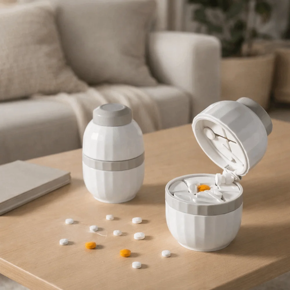 Practical Plastic 2-in-1 Pill Box Dust-proof Waterproof Pill Storage Box Adjustable Drug Tablet Organizer Elderly