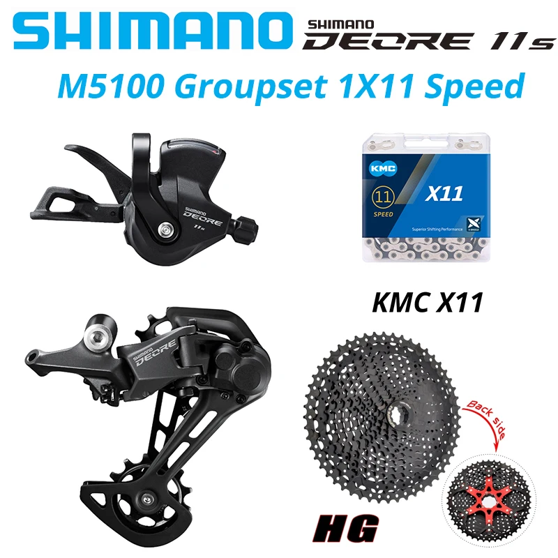 Shimano Deore M5100 1x11 Speed Derailleurs Groupset 11 Speed Right Shift Lever RD KMC CN Chain CS Sunshine Cassette 46T 50T 52T