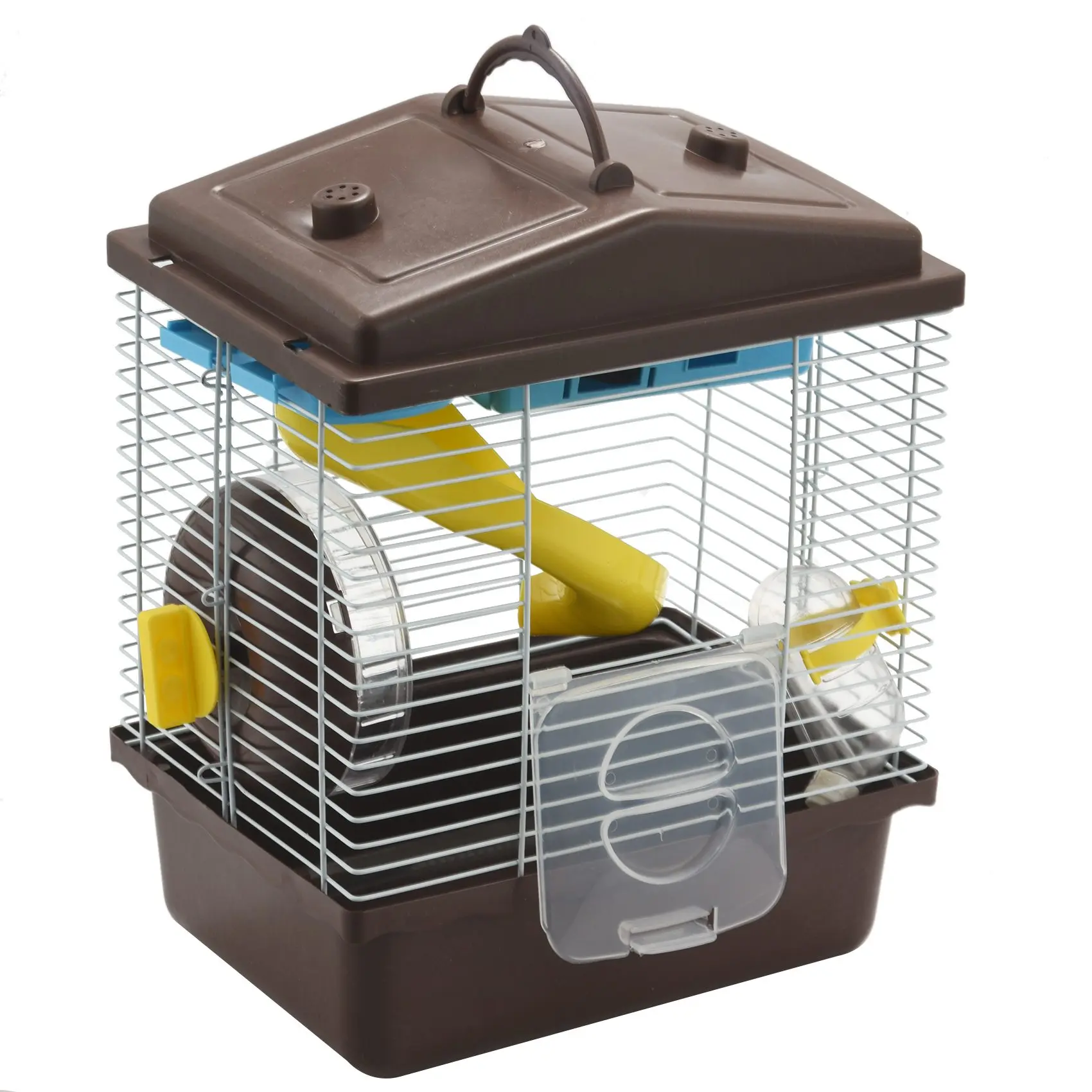 Pet Cage Hamster Cottage with Transparent Skylight Double Layer House for Hamster Golden Hamster Pet Coffe