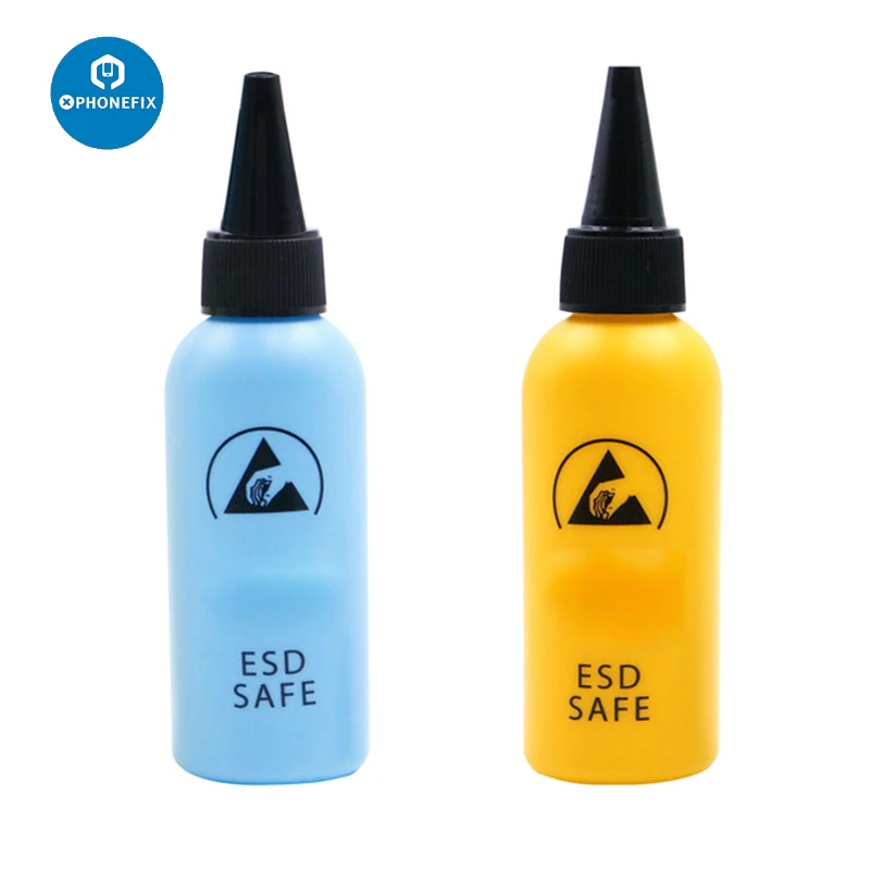 FX432N Durable 60ml Anti Static Solvent Bottle with Stainless Needle Tip Liquid Flux Alcohol Oil Dispenser for Phone Repair Tool