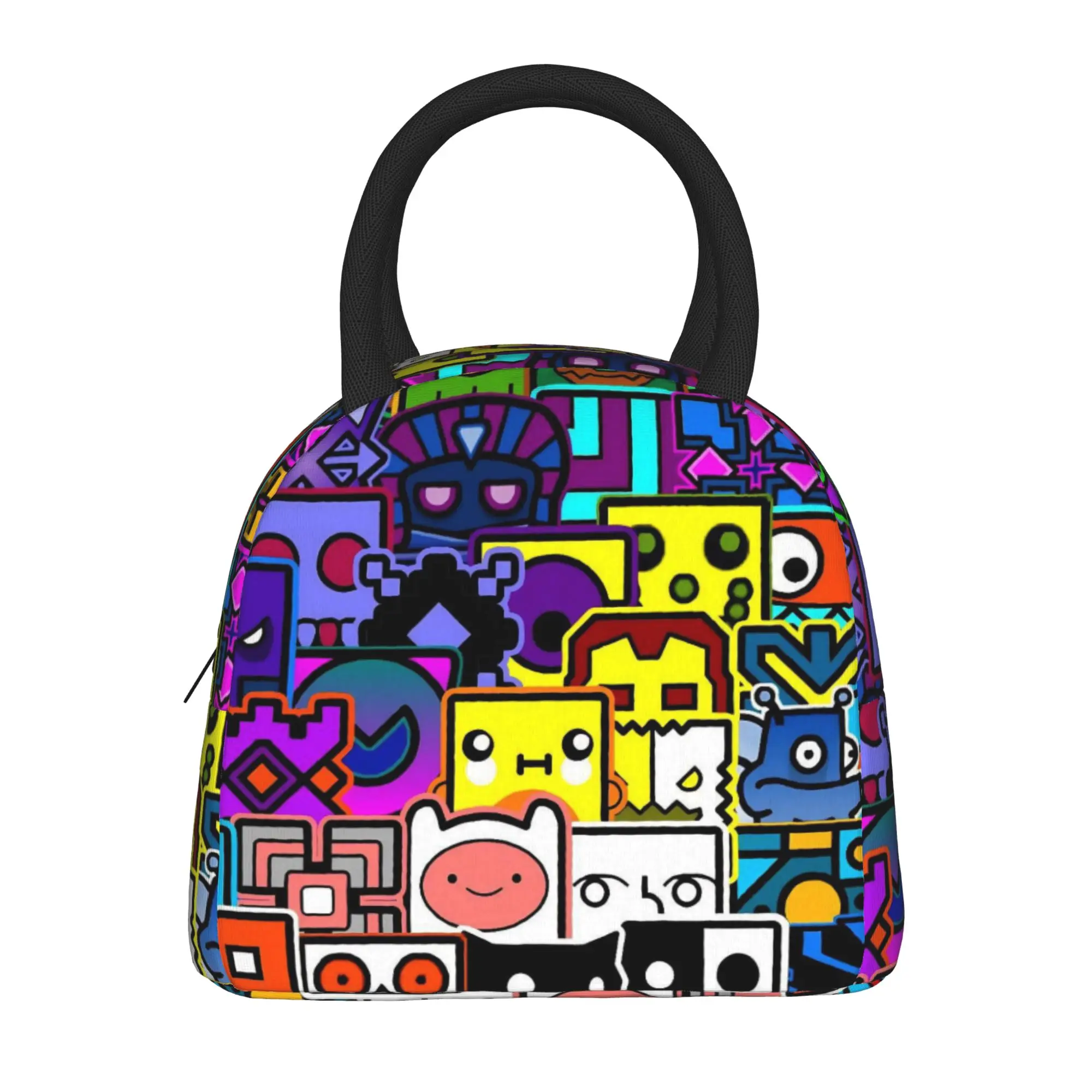 Geometry Dash Games Insulated Lunch Bags for Men Women  Food Bag Reusable Thermal Cooler Bento Box For School Office
