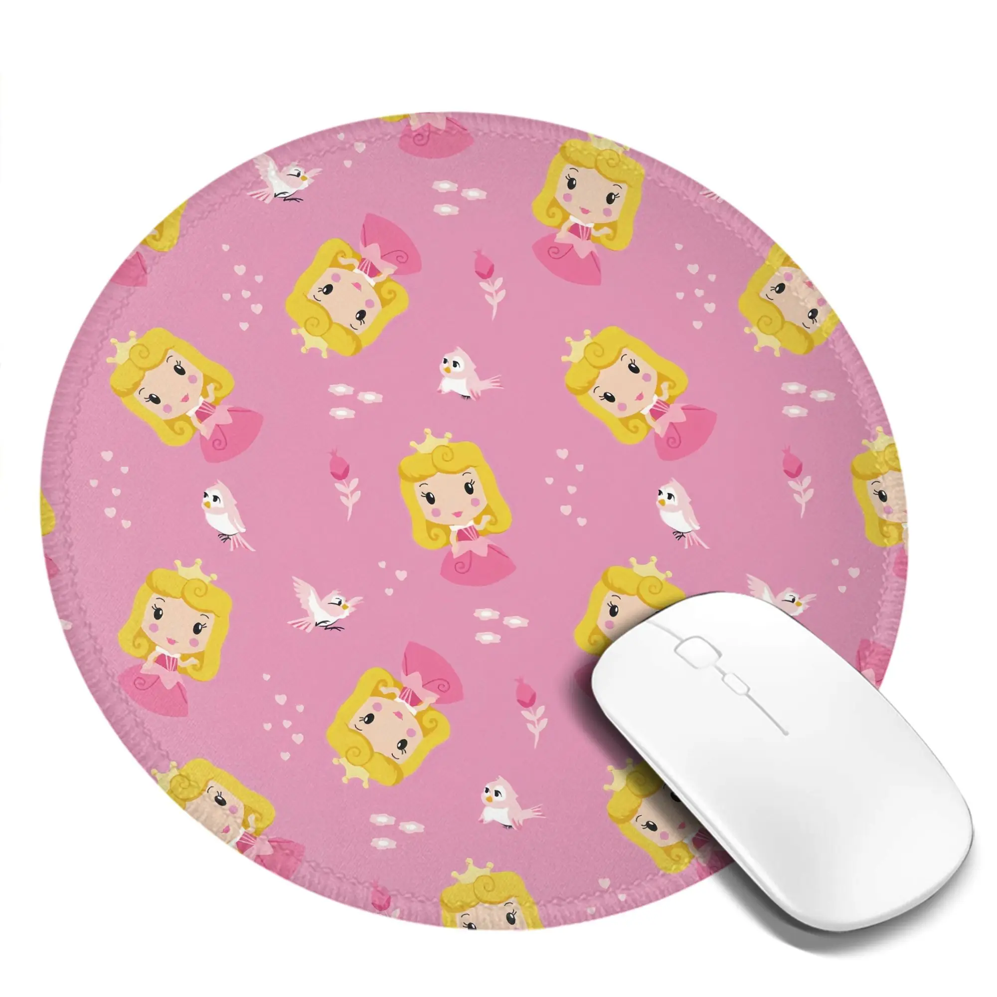 Alice  8in Round Mouse Pad Desk Pad Laptop Mouse Mat for Office PC Computer Keyboard Non-Slip Rubber Desk Mat