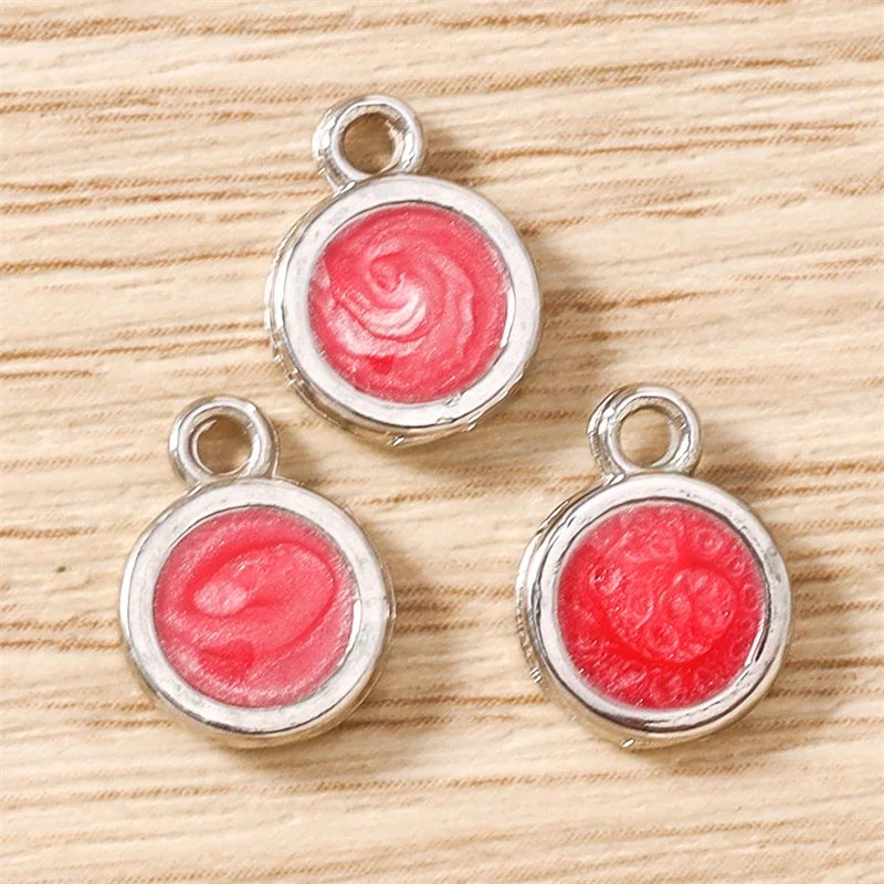 Tusember 20 Stück 8mm Emaille bunte Geburtsstein-Anhänger, flache runde Charms-Anhänger für DIY-Schmuckherstellung, Halskette, Armband, Basteln – Detail 13
