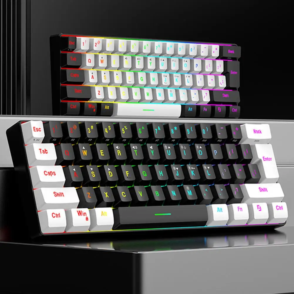 Клавиатура с RGB-подсветкой, механическая игровая клавиатура RGB, набор мышей с 61-проводной мини-офисной клавиатурой, универсальный комплект для геймеров