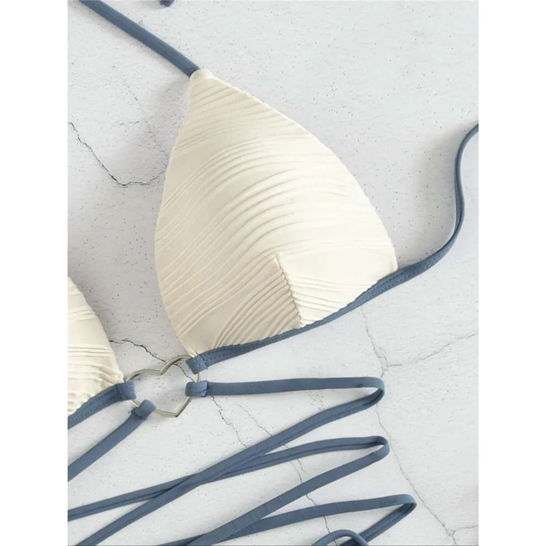 Neuer Wickel-Bikini mit Neckholder, geraffter Bikini, Damen-Badebekleidung, zweiteiliger Bikini-Set, Badeanzug, Damen-Badebekleidung V4081 – Detail 39