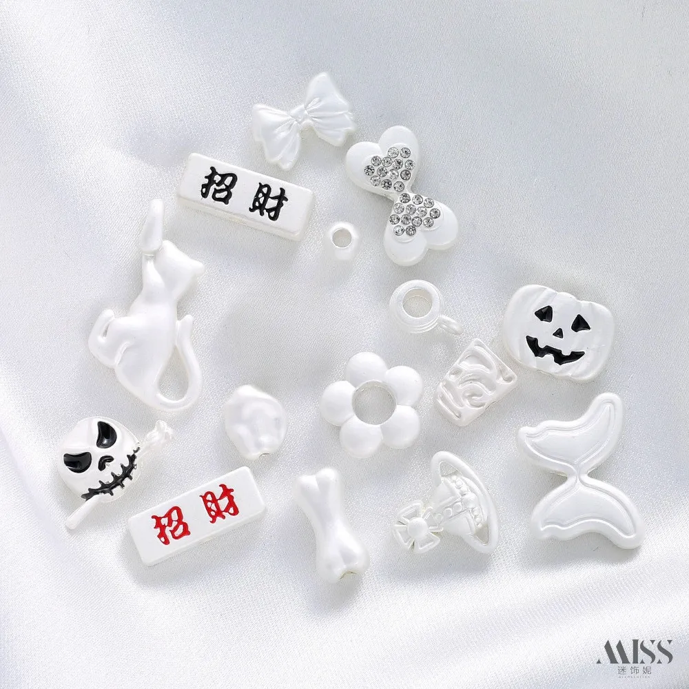 Color-retaining Paint Asian Silver Lucky Nafu Bow Bone Bead Diy Bracelet Braided Rope String Jewelry Accessories