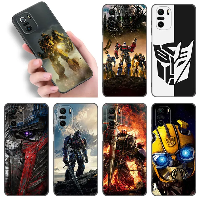 Transformers Autobot Black Silicone Phone Case For Xiaomi POCO X3 X4 NFC F4 GT F5 F6 M3 M4 M6 X5 X6 Pro 5G M5 C55 C65