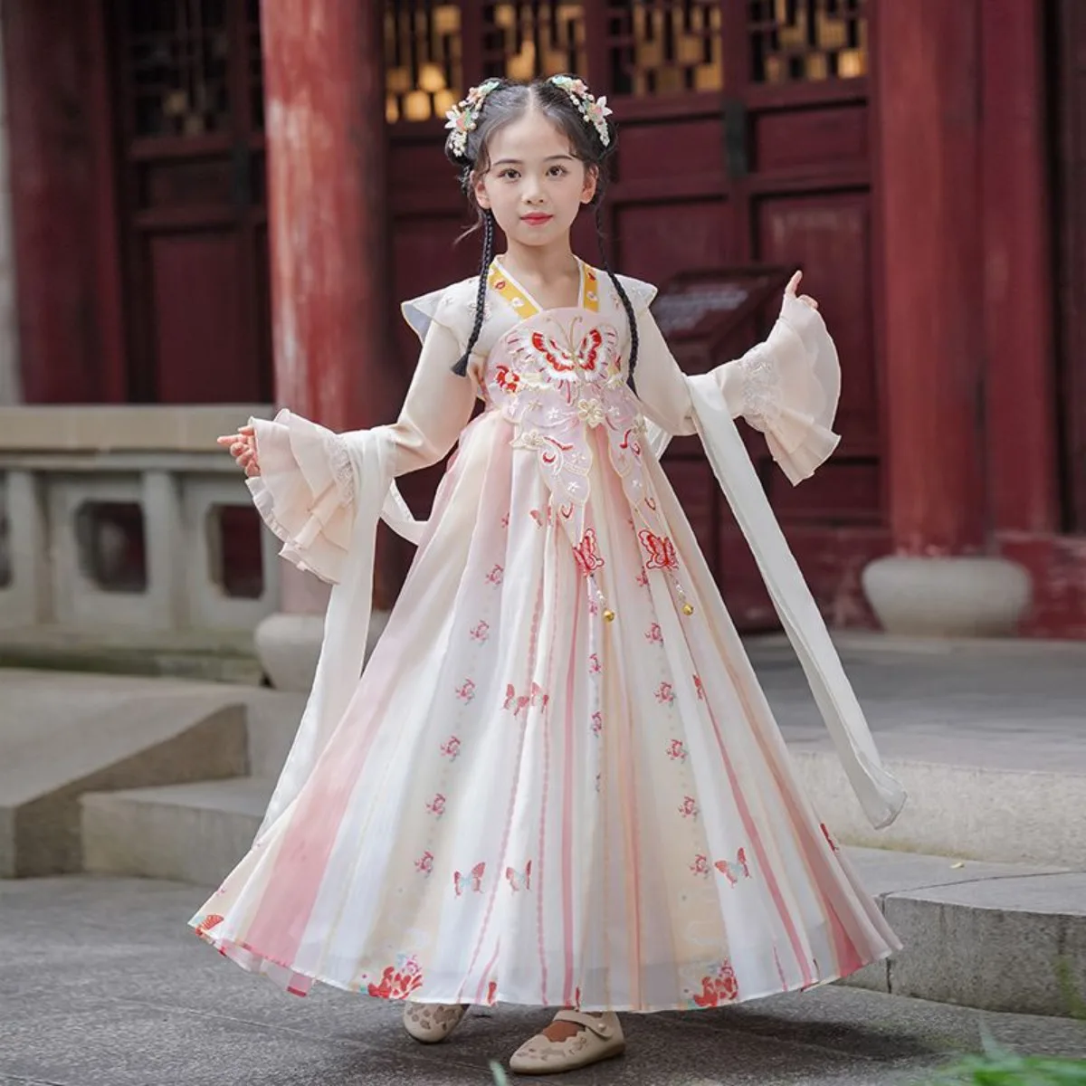 

Spring Fall Hanfu Girl Dress - New Chinese Style Princess Modern Tang Dynasty Chinese Girls Costume Kids