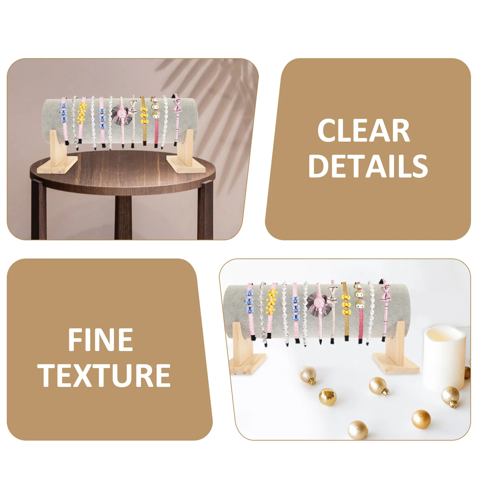 

Wooden Hair Hairb Storage 11CMx36CM Hairb Display Rack Storage ganizer For Hair Hoops Rack Home Travel Accessories