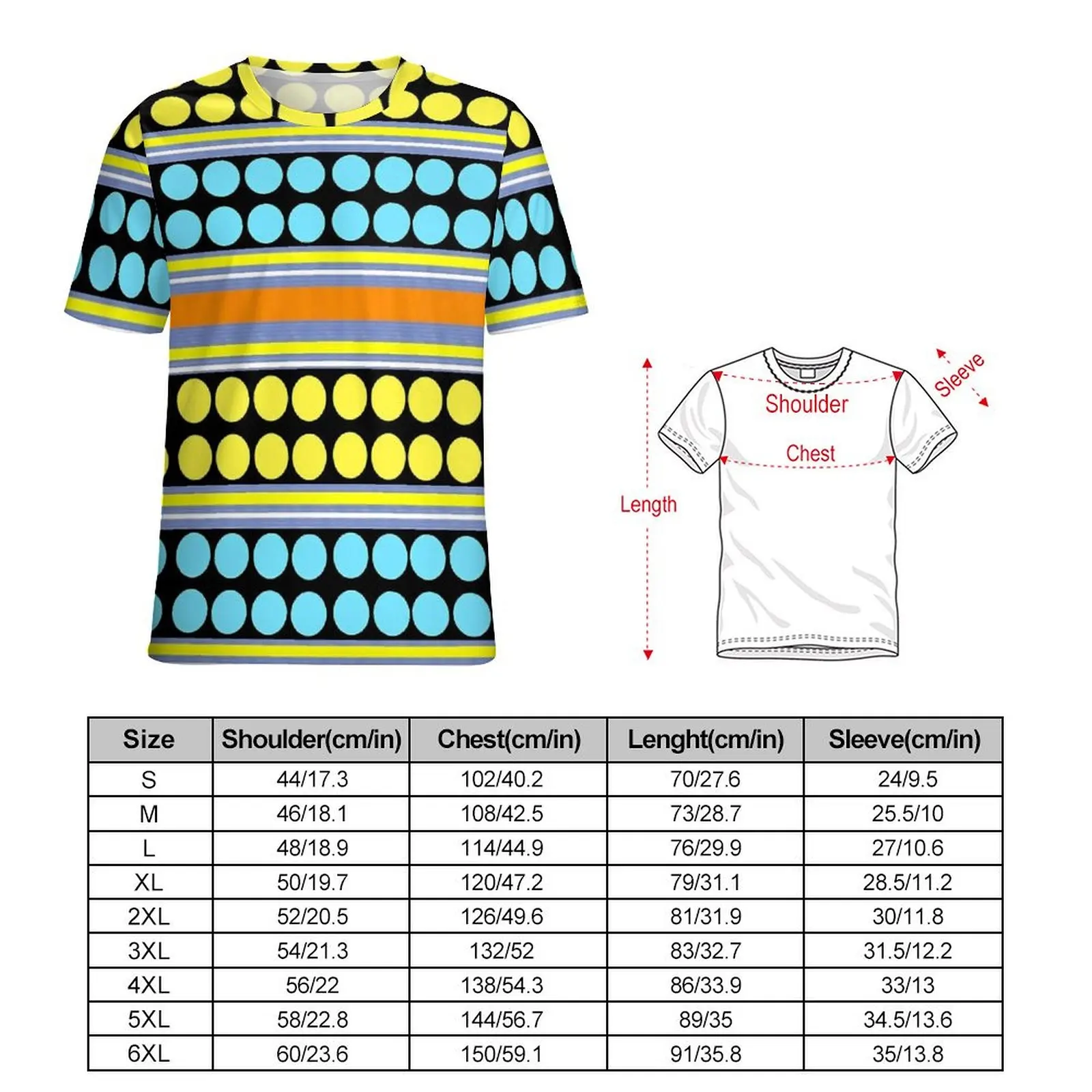 Man Striped Polka Dot T-Shirt Yellow Blue Fashion T-Shirts Short Sleeve Custom Tops Cheap Beach Streetwear Oversize Tees