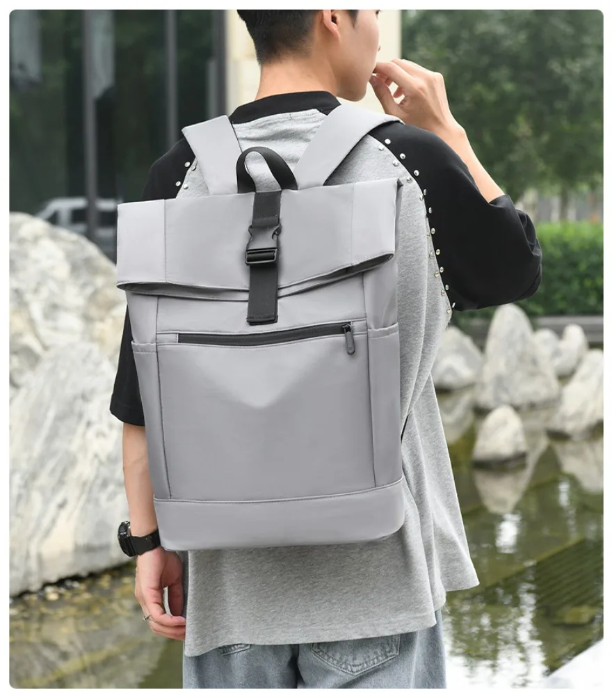 School bag roll top roll cover backpack large capacity backpack artboard bag backpack men's business leisure