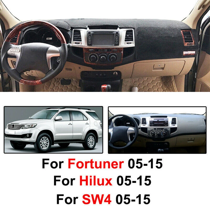 For Toyota Fortuner SW4 Hilux VIGO SR5 SR AN50 AN60 2005-2015 Car Dashboard Cover Mat Dash Sunshade Carpet Protector Accessories