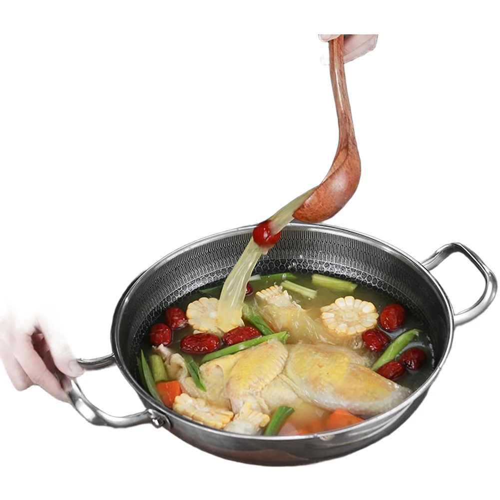 Pattern Nonstick Stainless Steel Wok Pan with Dual Handles Compatible with Induction Gas and Electric Stovetops