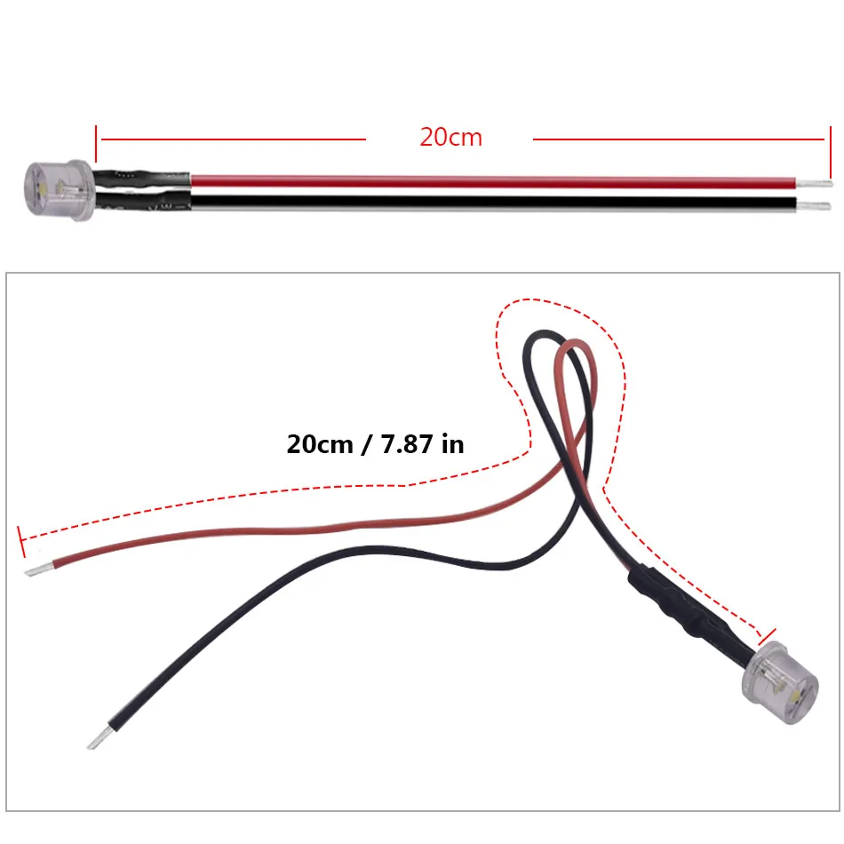 10-50pcs 3mm 5mm Flat Top LED Pre-wired water clear DC12V Red Green Blue white RGB UV light-emitting diode with Plastic Holder