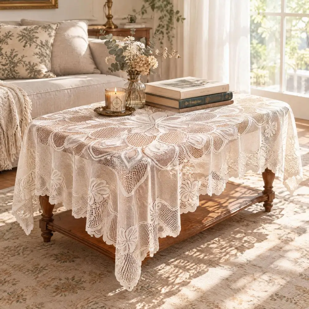 Soft Lace Tablecloth Vintage Lace Tablecloth Vintage White Floral Lace Tablecloth Rustic Boho Wedding Table Cover Bridal Shower