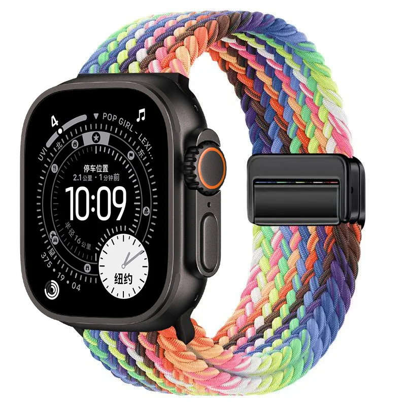 Nylon Braided Loop Band For Apple Watch Ultra 3 2 49mm 11 10 46mm 42mm 9 8 7 45/41mm Magnetic Strap iWatch 6 5 SE 44/40mm Correa image 4