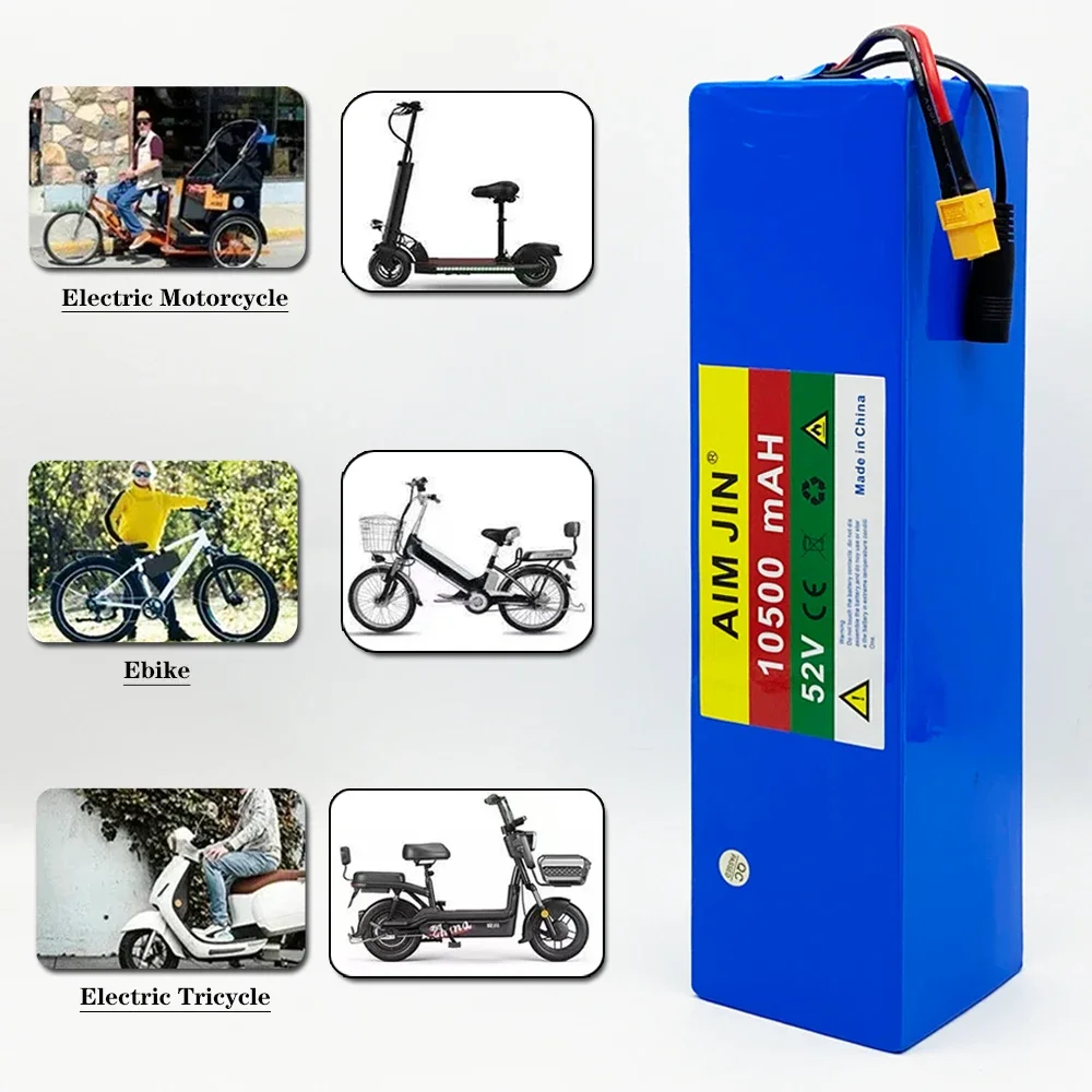 14S3P 52 V PVC wasserdichter 18650 Lithium-Akku für 1500 W 1000 W Motorrad Elektro-EScooter mit integriertem BMS und