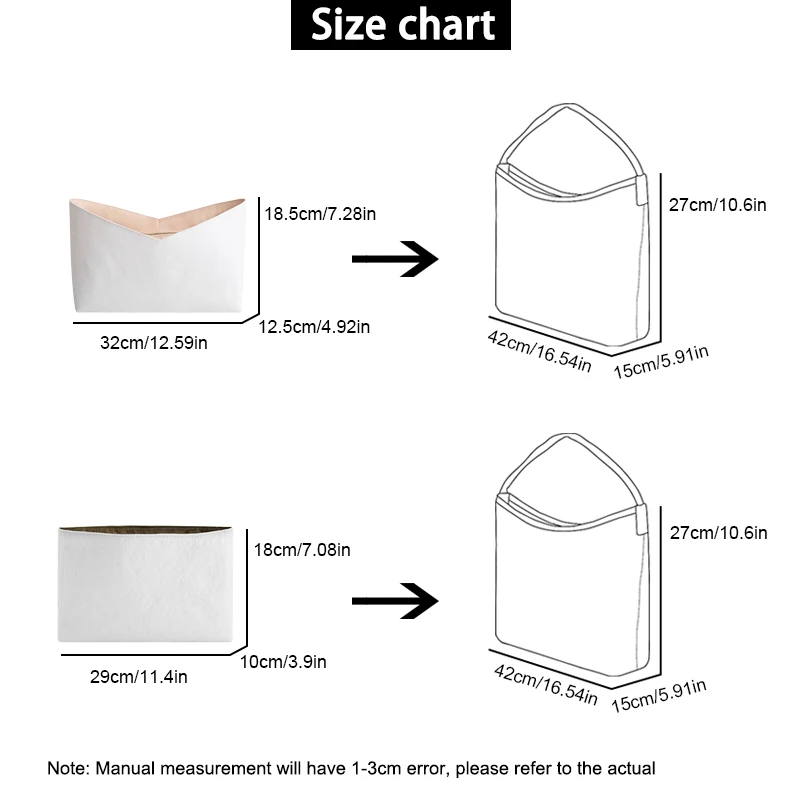 EverToner Dupont Insert Bag Organizer Fits For G-ya Hobo Tote Makeup Organizer Travel Inner Purse Cosmetic Bags