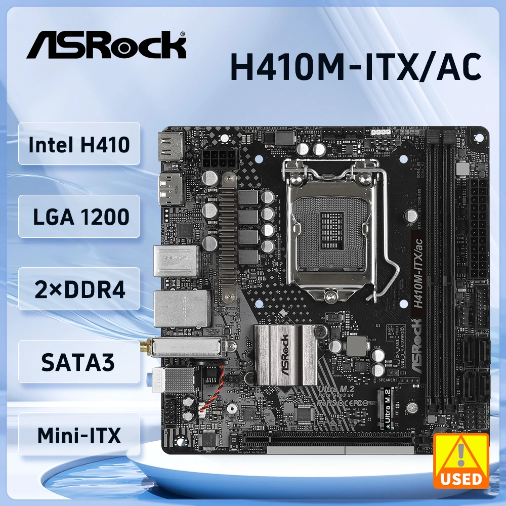 

Asrock H410M-ITX/ac Motherboard MINI ITX LGA 1200 Intel H410 Supports 10th Gen i5-10400F i9-10900F 10700 10100 cpu PCI-E 3.0